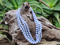 Polished Small Namibian Blue Lace Agate Ball Shaped Bead Necklace - Sold per Item- From Namibia