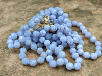 Polished Small Namibian Blue Lace Agate Faceted Bead Necklace - Sold per Item- From Namibia