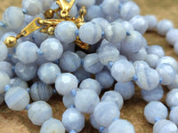 Polished Small Namibian Blue Lace Agate Faceted Bead Necklace - Sold per Item- From Namibia