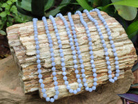 Polished Small Namibian Blue Lace Agate Faceted Bead Necklace - Sold per Item- From Namibia