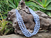 Polished Small Namibian Blue Lace Agate Faceted Bead Necklace - Sold per Item- From Namibia