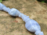 Polished Namibian Blue Lace Agate Mixed Tumble Stone Bead Necklace - Sold per Item- From Namibia