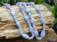 Polished Namibian Blue Lace Agate Mixed Tumble Stone Bead Necklace - Sold per Item- From Namibia