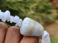 Polished Namibian Blue Lace Agate Mixed Tumble Stone Bead Necklace - Sold per Item- From Namibia