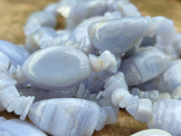 Polished Namibian Blue Lace Agate Mixed Tumble Stone Bead Necklace - Sold per Item- From Namibia