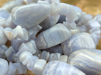 Polished Namibian Blue Lace Agate Mixed Tumble Stone Bead Necklace - Sold per Item- From Namibia