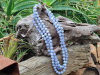 Polished Namibian Blue Lace Agate Ball Shaped 10mm Bead Necklace - Sold per Item- From Namibia