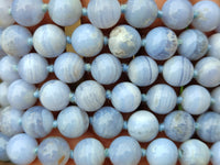 Polished Namibian Blue Lace Agate Ball Shaped 10mm Bead Necklace - Sold per Item- From Namibia