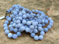 Polished Namibian Blue Lace Agate Ball Shaped 10mm Bead Necklace - Sold per Item- From Namibia