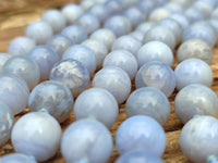 Polished Namibian Blue Lace Agate Ball Shaped 10mm Bead Necklace - Sold per Item- From Namibia