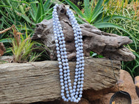 Polished Long Namibian Blue Lace Agate Ball Shaped Bead Necklace - Sold per Item- From Namibia