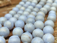 Polished Long Namibian Blue Lace Agate Ball Shaped Bead Necklace - Sold per Item- From Namibia