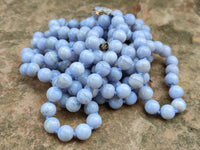 Polished Long Namibian Blue Lace Agate Ball Shaped Bead Necklace - Sold per Item- From Namibia