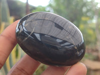 Polished Black Tourmaline Palm Stones x 12 From Madagascar