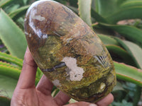 Polished Green Opal Standing Free Forms x 3 From Antsirabe, Madagascar