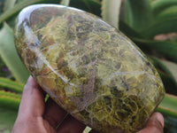 Polished Green Opal Standing Free Forms x 3 From Antsirabe, Madagascar