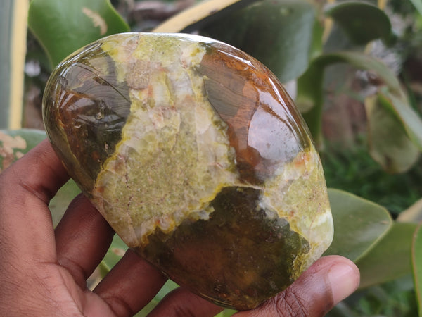 Polished Green Opal Standing Free Forms x 3 From Antsirabe, Madagascar