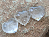 Polished Clear Quartz Gemstone Hearts x 12 From Madagascar