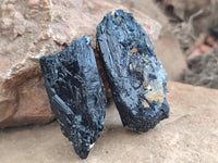 Natural Alluvial Schorl Black Tourmaline Crystals x 35 From Zimbabwe