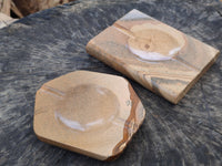 Polished Picture Stone Jasper Ashtrays x 2 From Namibia