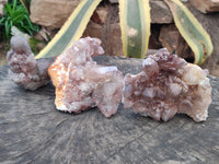 Natural Red Hematoid Quartz Clusters x 3 From Karoi, Zimbabwe