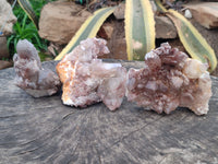 Natural Red Hematoid Quartz Clusters x 3 From Karoi, Zimbabwe