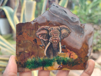 Hand Made Elephant Decoupage Stone Slabs x 6 From Southern Africa