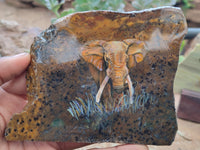 Hand Made Elephant Decoupage Stone Slabs x 6 From Southern Africa