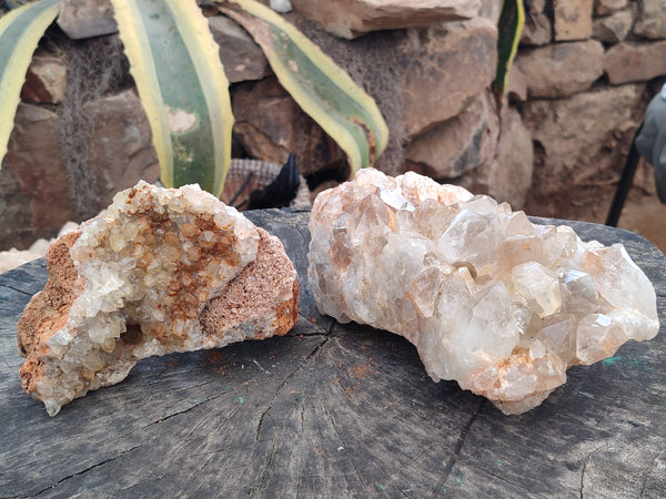 Natural Limonite Quartz Clusters x 2 From Solwezi, Zambia