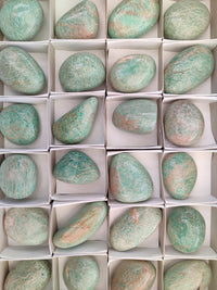 Polished Amazonite Palm Stones x 24 from Zimbabwe