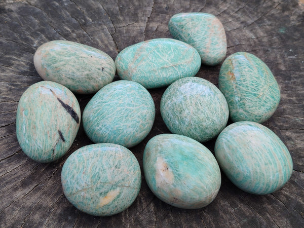 Polished Amazonite Palm Stones x 24 from Zimbabwe