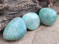 Polished Amazonite Palm Stones x 24 from Zimbabwe