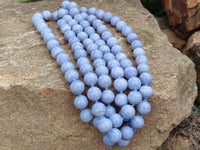 Polished Namibian Blue Lace Agate Ball Shaped 16mm Bead Necklace - Sold per Item- From Namibia