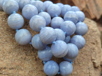 Polished Namibian Blue Lace Agate Ball Shaped 16mm Bead Necklace - Sold per Item- From Namibia