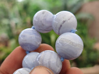 Polished Namibian Blue Lace Agate Ball Shaped 16mm Bead Necklace - Sold per Item- From Namibia