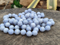 Polished Namibian Blue Lace Agate Ball Shaped 16mm Bead Necklace - Sold per Item- From Namibia