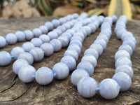 Polished Namibian Blue Lace Agate Ball Shaped 16mm Bead Necklace - Sold per Item- From Namibia