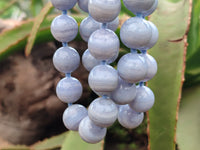 Polished Namibian Blue Lace Agate Ball Shaped 16mm Bead Necklace - Sold per Item- From Namibia