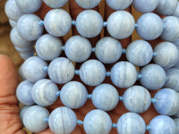 Polished Namibian Blue Lace Agate Ball Shaped 16mm Bead Necklace - Sold per Item- From Namibia