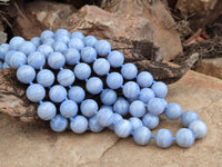 Polished Namibian Blue Lace Agate Ball Shaped 16mm Bead Necklace - Sold per Item- From Namibia