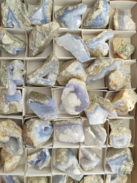 Natural Blue Lace Agate Geode Specimens x 35 From Malawi