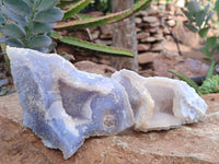 Natural Etched Blue Chalcedony Specimens x 4 From Nsanje, Malawi