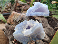 Natural Etched Blue Chalcedony Specimens x 4 From Nsanje, Malawi