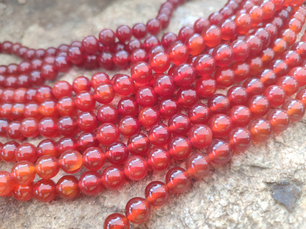 Polished Carnelian Agate Ball Shaped Beaded Necklace - Sold per Item - From Brazil