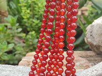 Polished Carnelian Agate Ball Shaped Beaded Necklace - Sold per Item - From Brazil