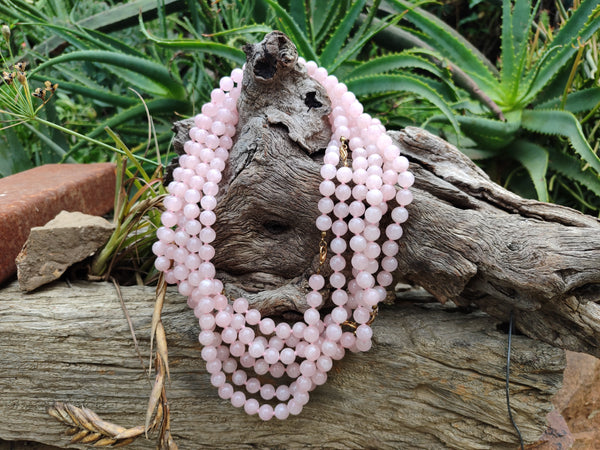 Polished Rose Quartz Ball Shaped Bead Necklace - Sold Per Item - From Madagascar