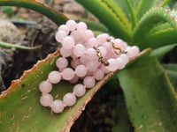 Polished Rose Quartz Ball Shaped Bead Necklace - Sold Per Item - From Madagascar