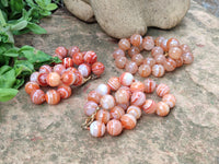 Polished Red Banded Sardonyx Tibetan Agate Bead Necklace - Sold Per Item- From Tibet