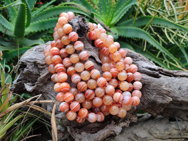 Polished Red Banded Sardonyx Tibetan Agate Bead Necklace - Sold Per Item- From Tibet