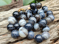 Polished Black Sardonyx Tibetan Agate Bead Necklace - Sold Per Item- From Tibet